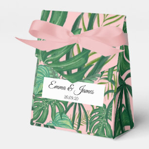 Tropical Exotic Pink Greenery Destination Wedding  Favor Box
