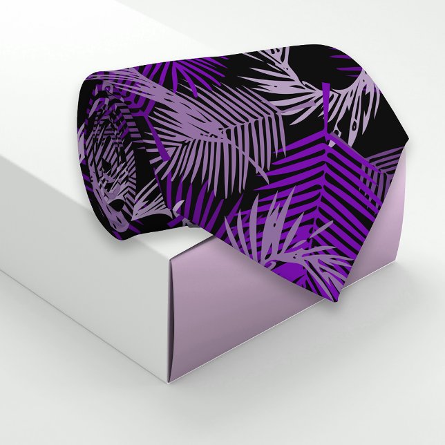 Tropical Exotic Purple Palm Leaves Pattern Tie (Creator Uploaded)