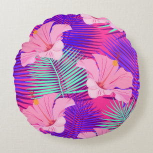 Tropical, exotic seamless pattern with exotic bird round pillow
