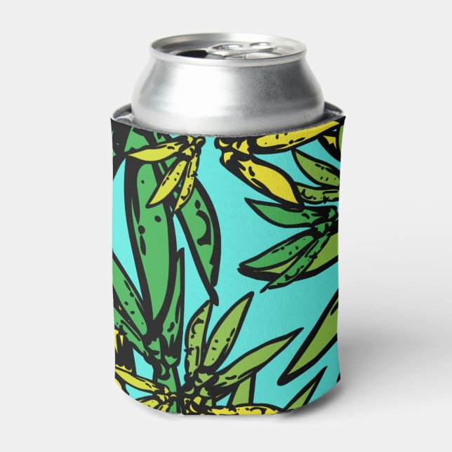 Tropical Exotic Stylish Plants Pattern Can Cooler (Can Front)