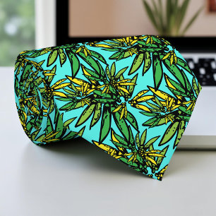 Tropical Exotic Stylish Plants Pattern Tie