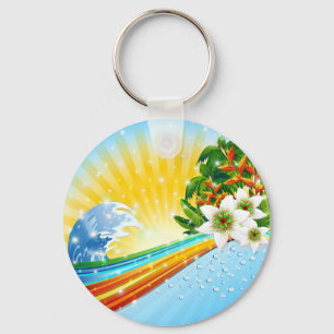 Tropical Exotic Summer Holidays Keychain