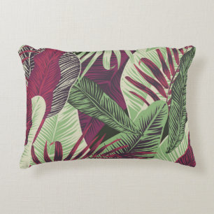 Tropical Exotic: Trendy Green Seamless Accent Pillow