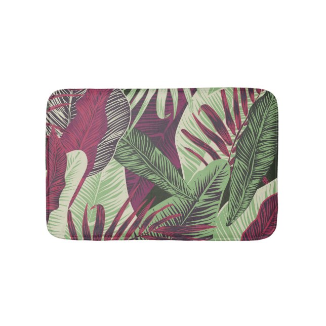 Tropical Exotic: Trendy Green Seamless Bath Mat (Front)