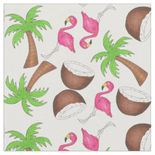 Tropical Fabric (Coconuts, Palm Trees, Flamingos)