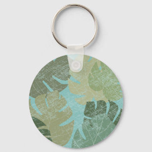Tropical Faded Leaves Keychain