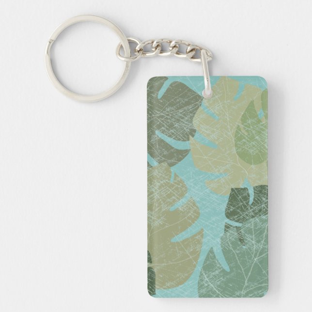 Tropical Faded Leaves Keychain (Front)