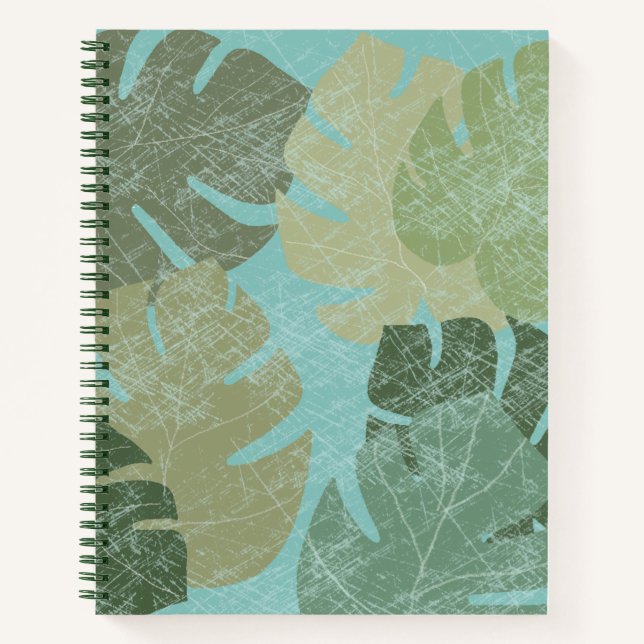 Tropical Faded Leaves Notebook (Front)