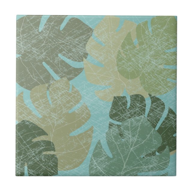 Tropical Faded Leaves Tile (Front)