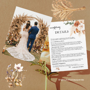 Tropical Fall Wedding Details Template