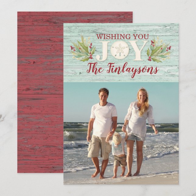Tropical Family Christmas Holiday Beach Card (Front/Back)