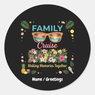 Tropical Family Cruise Memories Floral Summer  Classic Round Sticker