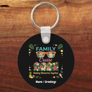 Tropical Family Cruise Memories Floral Summer  Keychain