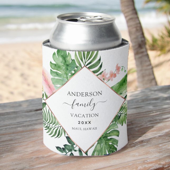 Tropical Family Vacation Personalized Can Cooler (Creator Uploaded)