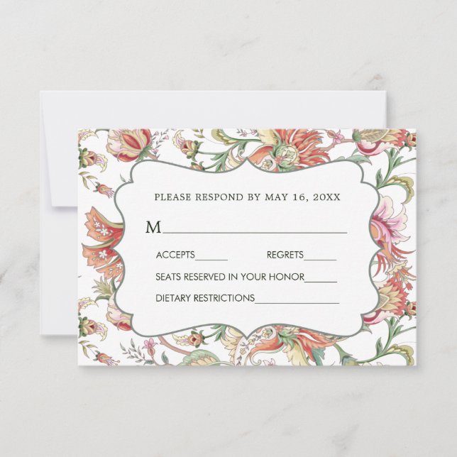 Tropical Fantasy Boho Floral Wedding RSVP 2 Card (Front)