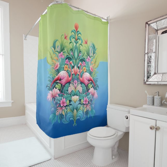 Tropical Fantasy Garden with Flamingos (In Situ)