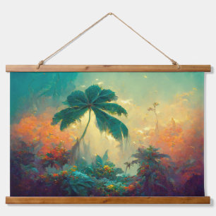 Tropical Fantasy Palm Tree Jungle Hanging Tapestry