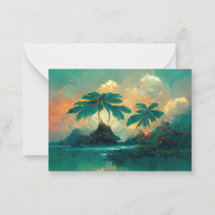 Tropical Fantasy Sea & Palm Trees Card