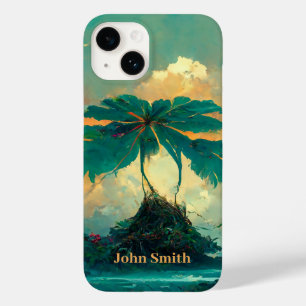 Tropical Fantasy Sea & Palm Trees Monogram Case-Mate iPhone 14 Case
