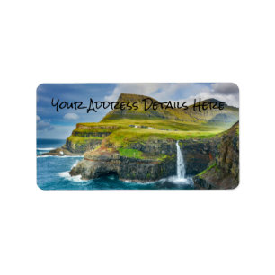 Tropical Faroe Archipelago Scenic Island Label