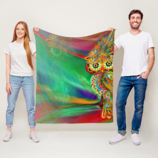 Tropical Fashion Queen Owl Fleece Blanket