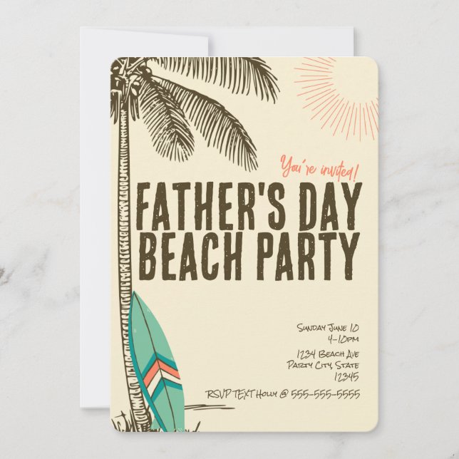 Tropical Father's Day Beach Party Invitation (Front)