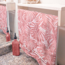 Tropical Feminine Pink Jungle Feuilles Nom