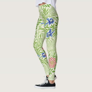Tropical Ferns and Flowers William Morris Pattern Leggings