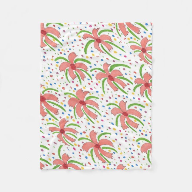 Tropical Fiesta Flowers Fleece Blanket (Front)