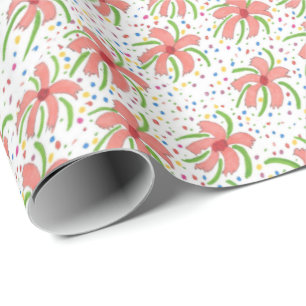 Tropical Fiesta Flowers Wrapping Paper