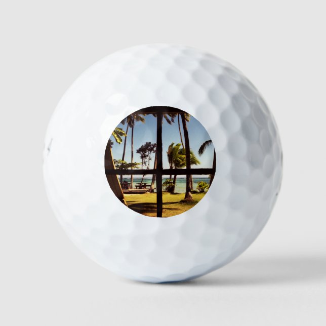 Tropical Fiji Beach Scene be6 gbcnm Golf Balls (Front)
