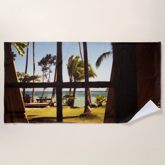 Tropical Fiji Beach Scene btcnm Beach Towel (Front)