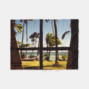 Tropical Fiji Beach Scene fbcn Fleece Blanket
