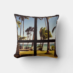 Tropical Fiji Beach Scene tpcnm Throw Pillow