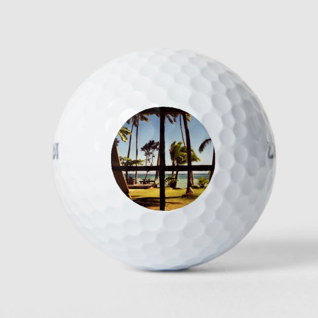 Tropical Fiji Beach Scene wu gbcna Golf Balls (Front)