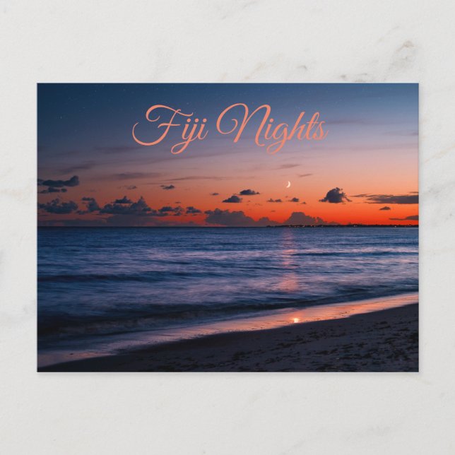 Tropical Fiji Night Beach Postcard (Front)