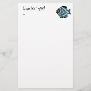 Tropical Fish-01 Turquoise Aqua with Pattern. Stationery