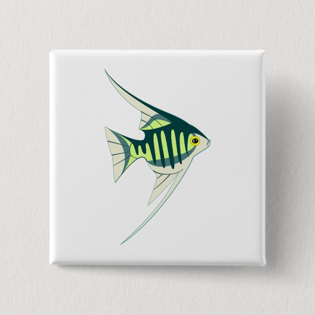 Tropical Fish 2 Inch Square Button (Front)