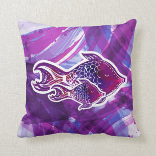 Tropical Fish Abstract Throw Pillow