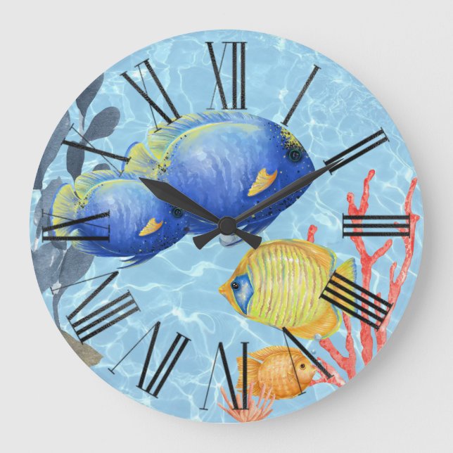 Tropical Fish Aquarium Large Clock (Front)