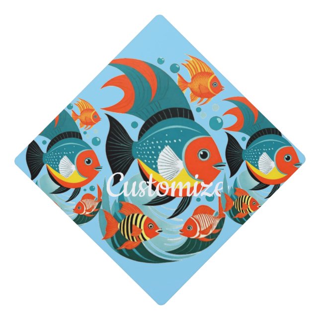 Tropical Fish Assortment Thunder_Cove Graduation Cap Topper (Front)