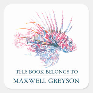 Tropical Fish Back To School Kid's Bookplate Square Sticker