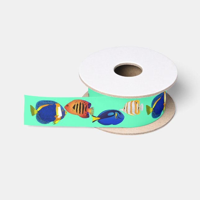 Tropical Fish Coastal Ocean Sea Life Satin Ribbon (Spool)