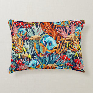 Tropical Fish Colorful Summer Vibes Accent Pillow