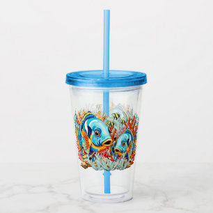 Tropical Fish Colorful Summer Vibes Acrylic Tumbler