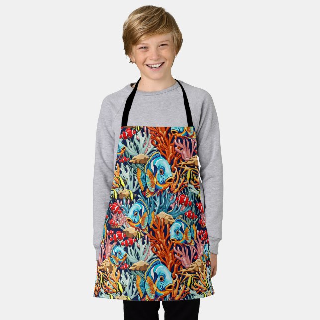 Tropical Fish Colorful Summer Vibes Apron (Worn)