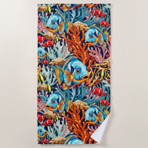Tropical Fish Colorful Summer Vibes Beach Towel