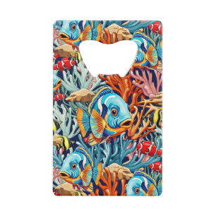 Tropical Fish Colorful Summer Vibes Credit Card Bottle Opener