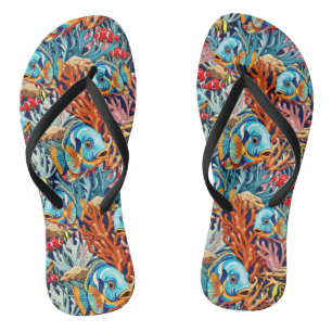 Tropical Fish Colorful Summer Vibes Flip Flops