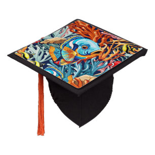 Tropical Fish Colorful Summer Vibes Graduation Cap Topper